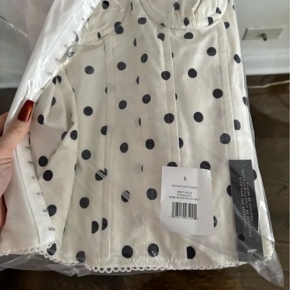 NWT WEWOREWHAT Polka Dot Ruched Cup Corset Bustier Top - Picture 3 of 8